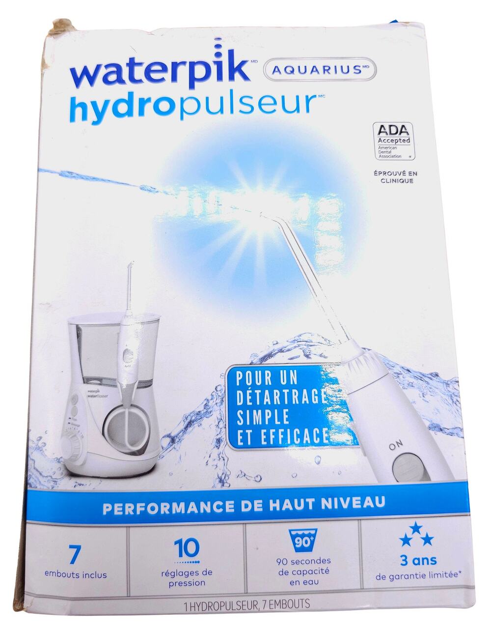 Waterpik Aquarius Water Flosser 10 Pressure Settings 7 Tips 90 Seconds WP-660